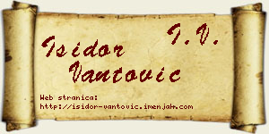 Isidor Vantović vizit kartica